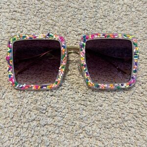 Sprinkle sunglasses!! Fun rainbow sprinkle huge retro square glasses pride
